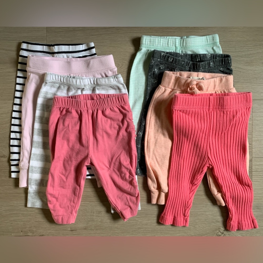 Sz 0-3m Lot of 8 Pants Baby Leggings Babies Newborn Cloud Island Organic